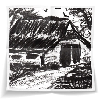 Boerderij 1 - A4 - houtskool op papier - 02072026