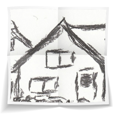 Boerderij 2 - 14,8x21 - houtskool op papier 300 gr - 03072026