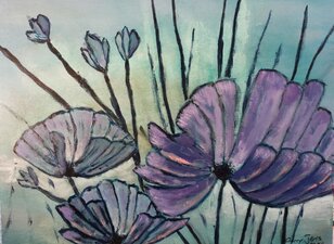 ©Gerry Jöris - Bloemenfantasie - 30x40 - acryl en aquarel op paneel - 12032024