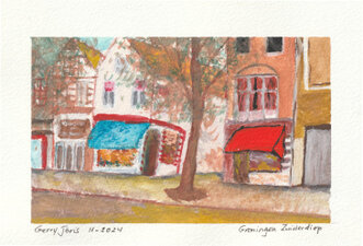 ©Gerry Jöris - Groningen Zuiderdiep - 14,8x21 -aquarel op papier (sugar cane) - 12-11-2024