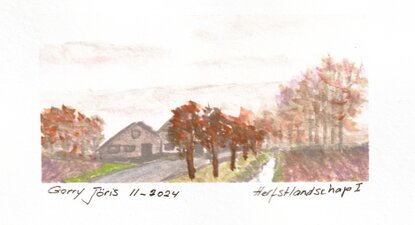 ©Gerry Jöris - Herfstlandschap I - 14,8x21 - aquarel op papier (sugar cane) - 5-11-2024