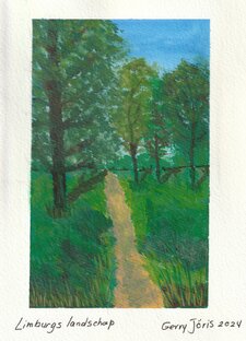 ©Gerry Jöris - Limburgs Landschap - aquarel op papier (sugar cane) - 20x14,8 - 12092024