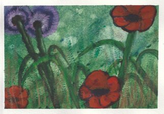 ©Gerry Jöris - Papaver met uiienbloem - 21x14 - aquarel op papier - 28072024