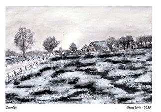 © Gerry Jöris - Zuurdijk - 19x27,5 - houtskool en acryl op papier  7-1-2025